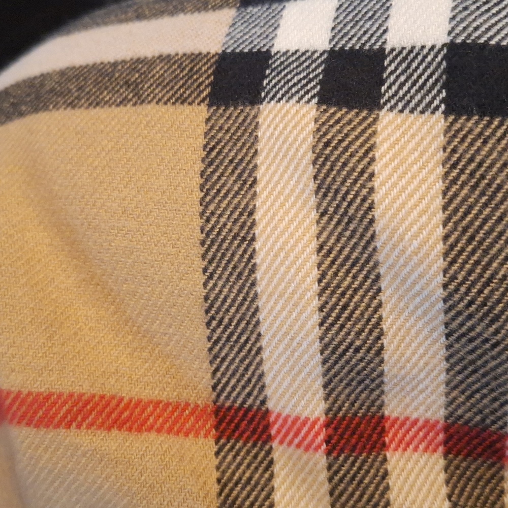 Winter Plaid Tan Scarf W/ 4" Fringe - Picture 4 of 5